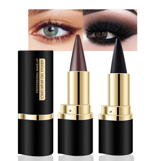 Black Eyeliner Pencil Waterproof Eye Enhancing Stick Solid Thick Gel Smooth 24 Hours Long Lasting Smoky Eye Liner, Cosmetic Beauty Lipliner, Quick Drying Eyeliner Pen, Professional Daily Makeup Accessories, Beetlejuice Makeup