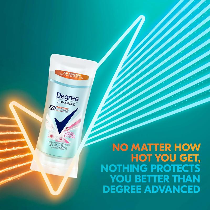 Degree Advanced Protection Antiperspirant Deodorant White Flowers & Lychee for 72-Hour Sweat & Odor Control for Women, with Body Heat Activated Technology