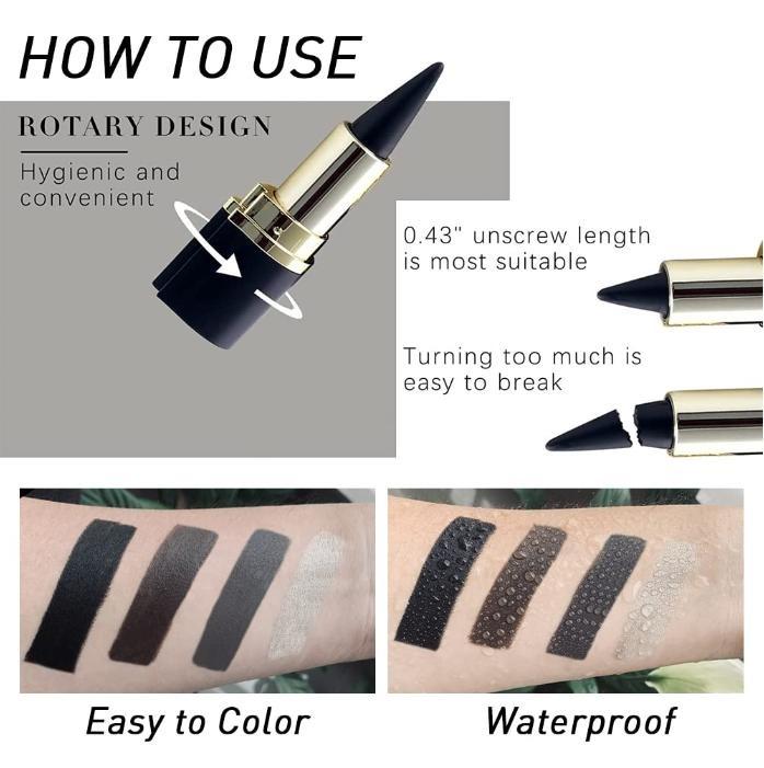 Black Eyeliner Pencil Waterproof Eye Enhancing Stick Solid Thick Gel Smooth 24 Hours Long Lasting Smoky Eye Liner, Cosmetic Beauty Lipliner, Quick Drying Eyeliner Pen, Professional Daily Makeup Accessories, Beetlejuice Makeup