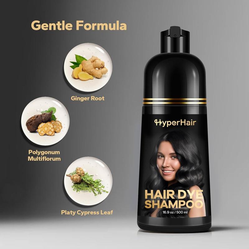 HyperHair Hair Dye Shampoo, Herbal Ingredients Hair Dye, Shampoo for Gray Hair for Women & Men, Long Lasting & Coverage Haircare