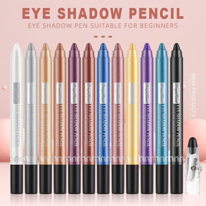 12-color Eyeshadow Stick, 1 Count Waterproof Long Lasting Eye Shadow Pencil, Glitter Eye Brightener Stick, Eye Makeup Tool for Women