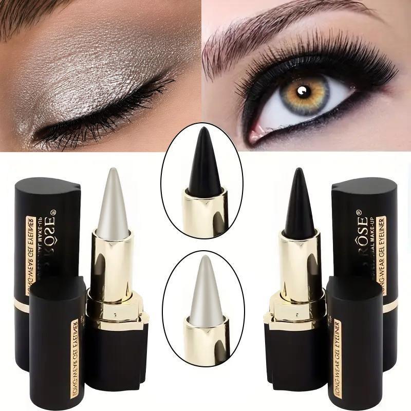 Black Eyeliner Pencil Waterproof Eye Enhancing Stick Solid Thick Gel Smooth 24 Hours Long Lasting Smoky Eye Liner, Cosmetic Beauty Lipliner, Quick Drying Eyeliner Pen, Professional Daily Makeup Accessories, Beetlejuice Makeup