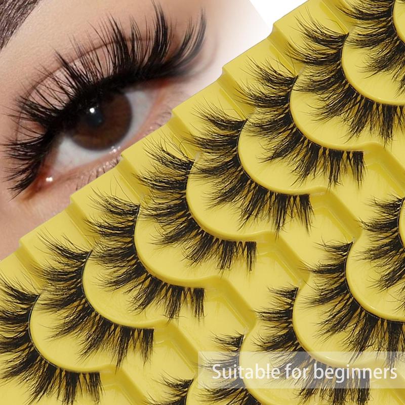 3D Natural Look False Eyelashes, 10 Pairs tray Wispy Faux Cluster Lashes, Volumized False Eyelashes for Women and Girls Eye Makeup Enhancement, Christmas Gift