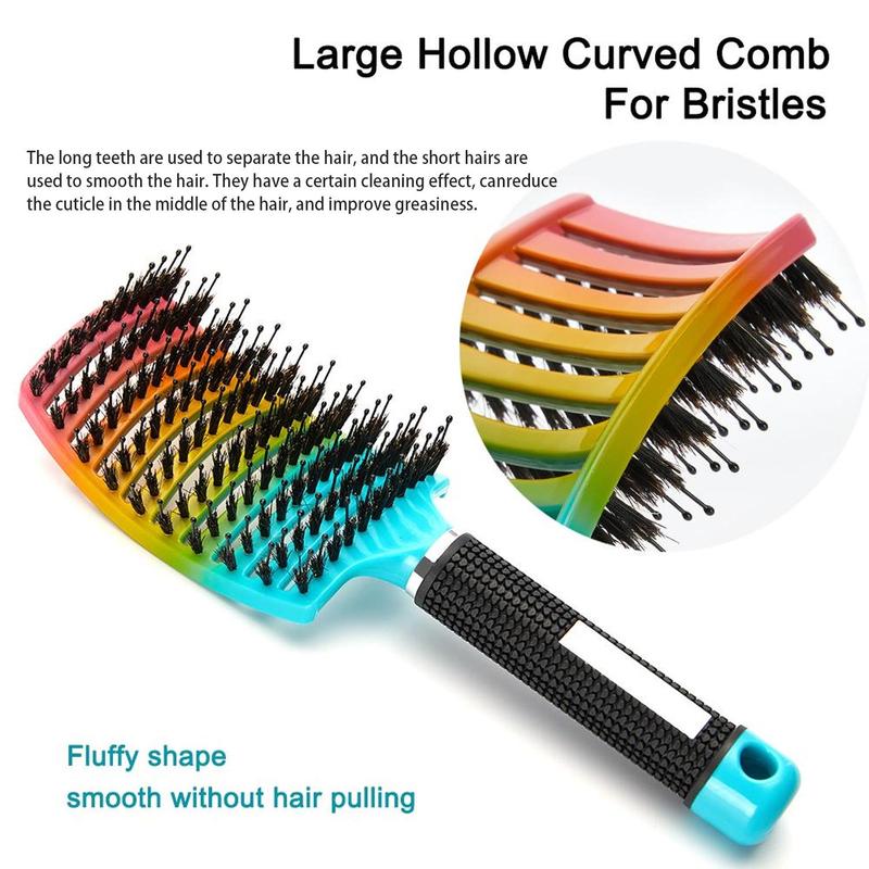 Professional Comb Curved Ventilation Brush for Men and Women, Heatless Paddle Smoothing Brush for Quick Blow Drying Of Wet Hair for Fluffy Styling, Hair Cleansing