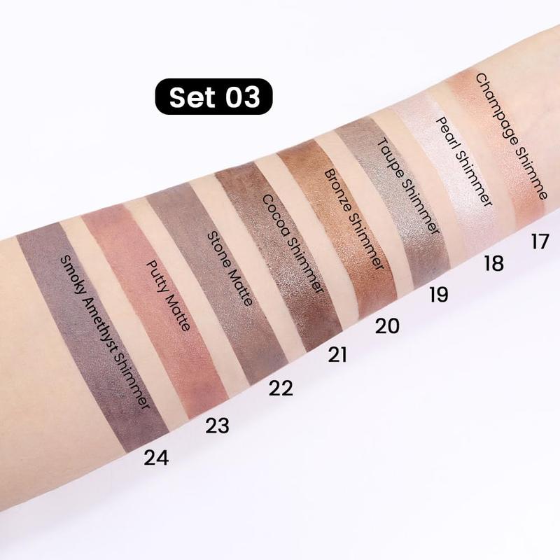 8Pcs Cream Eye Shadow Brightener Sticks Set for Eyes, Champagne Pearl Taupe Bronze Cocoa Stone Putty Smoky Amethyst Shimmer Matte Pencil Eye shadow Applicator Stick Palette Makeup Waterproof 03