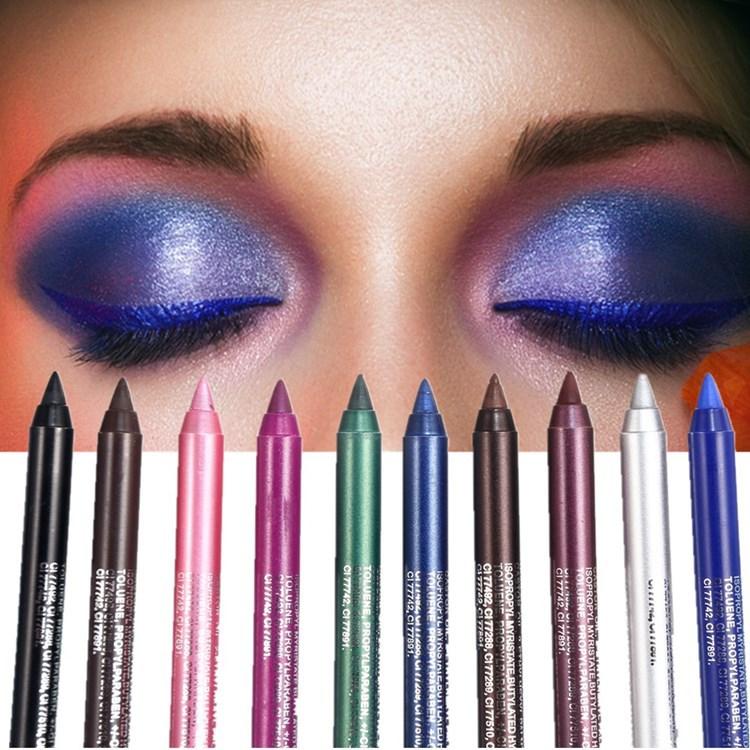 Evpct 12PCS Green Blue White Black Brown purple color gel glitter eyeliner pencils set for women watercolor waterproof smudge proof Eyeliner Eyeliner anti water eye liner liner makeup 1