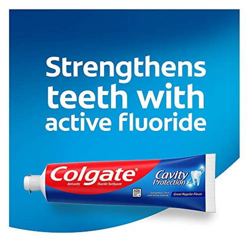 Colgate Toothpaste with Cavity Protection Active Fluoride,  Fluoride Minty Great Regular Flavor, 2.5 Ounce (Pack Of 6) Oral Daily