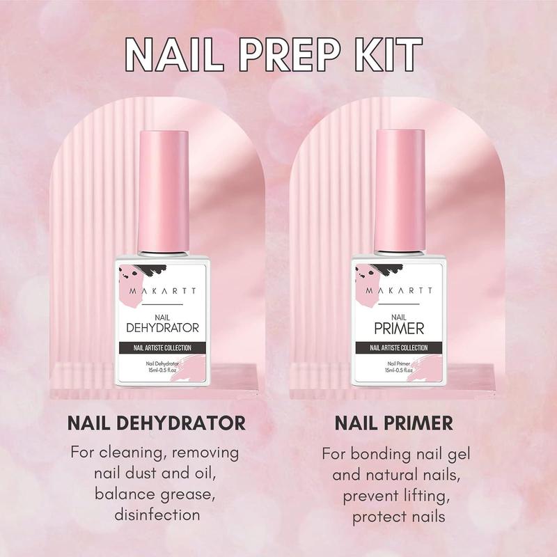 Makartt Nail Dehydrator and Primer Set - 15ML 0.5 oz - Acid-Free, Air Dry Nail Care Nail Art