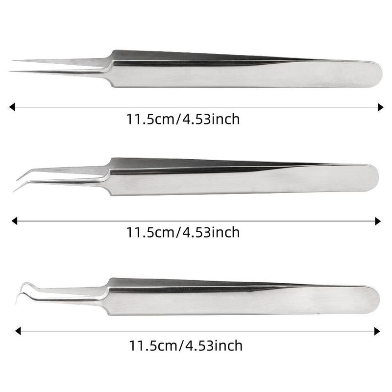 Stainless Steel Blackhead Remover Tweezers, 3 Counts set Facial Deep Cleansing Tool, Professional Skincare Tools for Women & Men