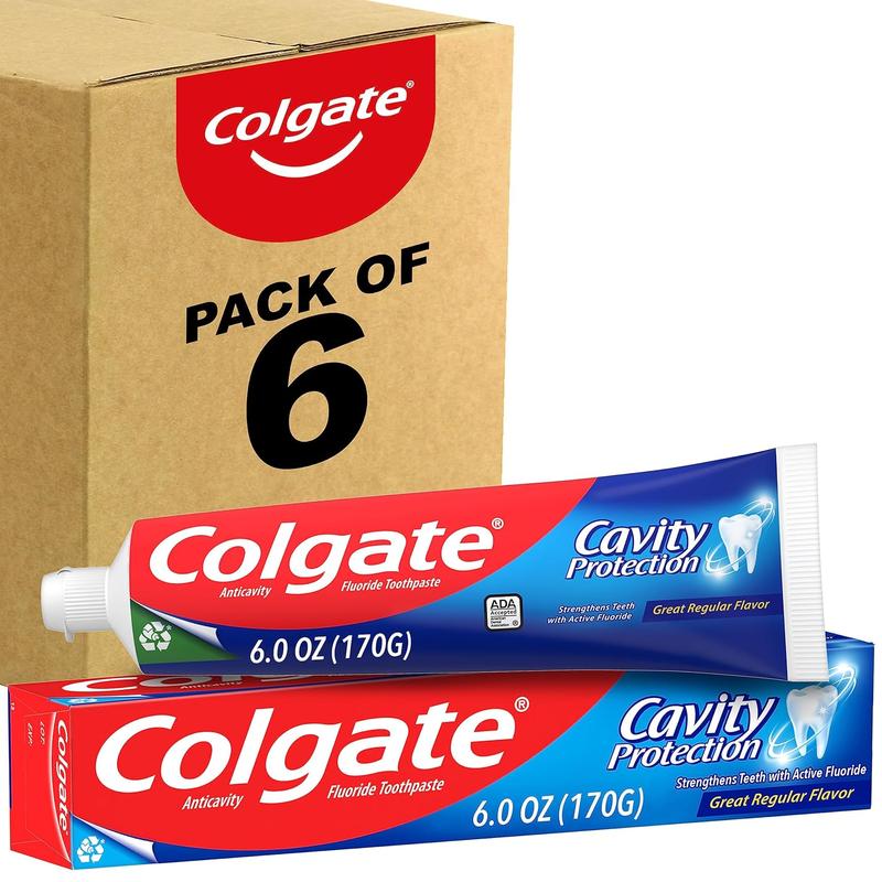 Colgate Toothpaste with Cavity Protection Active Fluoride,  Fluoride Minty Great Regular Flavor, 2.5 Ounce (Pack Of 6) Oral Daily