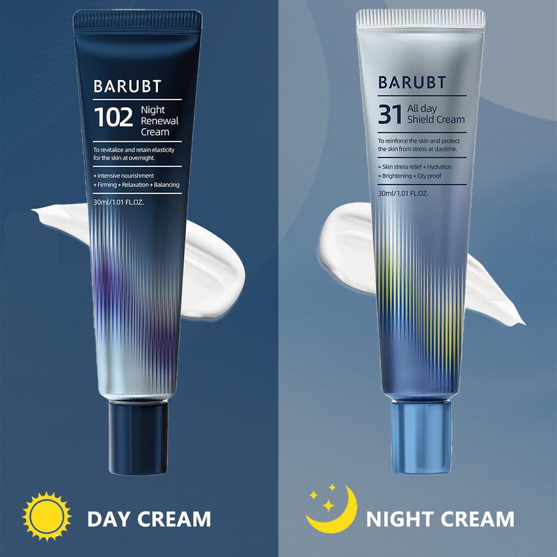 [4 PACK SAVE $10!!!] BARUBT 31 All-Day Shield Cream & 102 Night Renewal Cream,All-day & Night 2 Pcs Cream for Face,Clock Skin Firming & Rejuvenation Suitable for All Skin Types