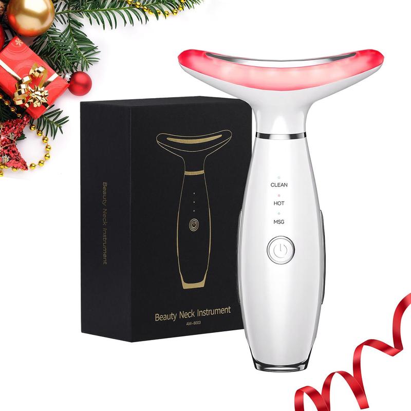 3 Color Beauty Neck Instrument, LED Facial Massager, Skin Care Face Massager, Face Sculpting Tool with Thermals, Vibration for Skin Care and Double Chin, Christmas & Winter & New Year Gift