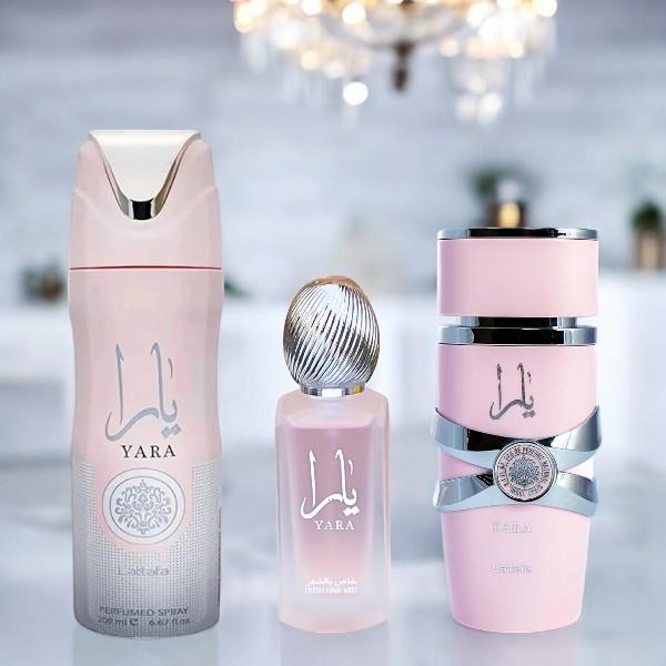 Lattafa Perfumes | 3pc Yara Gift Set || Perfume 3.4 oz (100m) + Hair mist 1.7 oz + Body Spray 200 ml