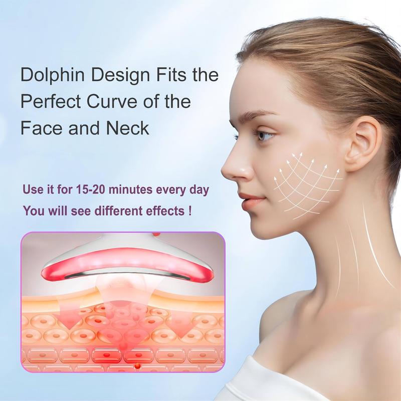 3 Color Beauty Neck Instrument, LED Facial Massager, Skin Care Face Massager, Face Sculpting Tool with Thermals, Vibration for Skin Care and Double Chin, Christmas & Winter & New Year Gift