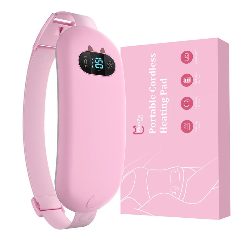 Portable Comfort Heating Pad for Cramps, Christmas Gifts for Women, Upgrade Cordless Electric Period Fast Heating Pad for Therapy Back Pain Relief Menstrual Belt 6 Heat 6 Massage Modes Gifts for Women Girls Her Girlfriend Pink