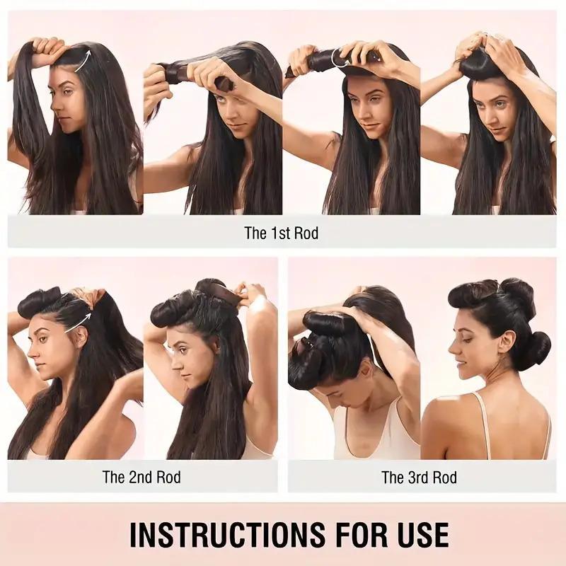 Flexible Hair Rollers, 3 Counts set No Heat Hair Curler for Home Travel, Professional Hair Styling Tool for Women & Girls