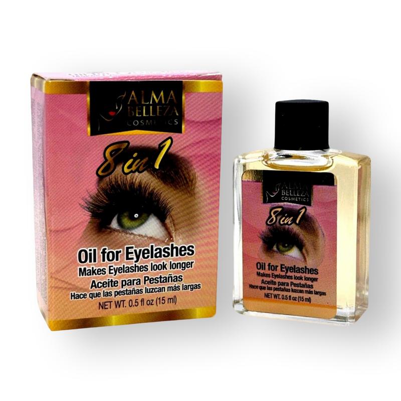 Oil for Eyelashes 8 in 1 (Aceite para Pestañas) - 15 ml - Alma Belleza Cosmetics | Helps to Makes Eyelashes look longer