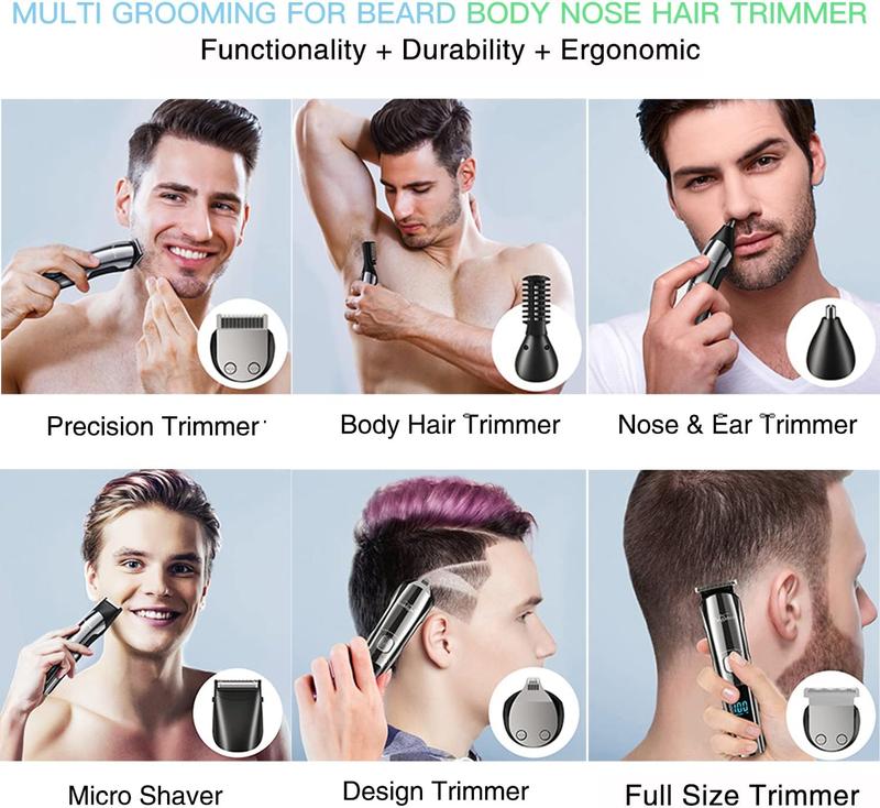 Beard Trimmer for Men - Electric Razor & Shaver, Cordless Hair Clippers Trimmers Set, IPX7 Waterproof Mens Grooming Kit for Shaving Face, Mustache, Body, Ear, Nose Hair Trimmer, Gifts for Men