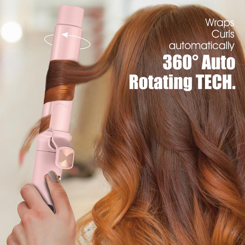 Terviiix Automatic Rotating Curling Iron 1 1 4 inch, 1.25 inch Automatic Curling Iron, Automatic Hair Curler for Long Hair, Ceramic Curling Iron Infused Argan Oil & Keratin with Clamp, 9 Temps