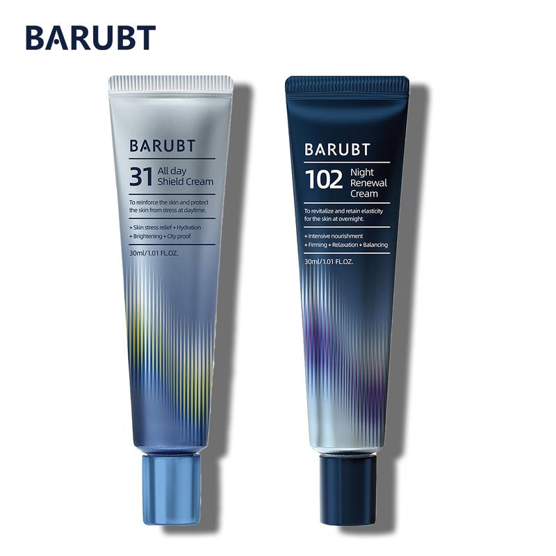 [4 PACK SAVE $10!!!] BARUBT 31 All-Day Shield Cream & 102 Night Renewal Cream,All-day & Night 2 Pcs Cream for Face,Clock Skin Firming & Rejuvenation Suitable for All Skin Types