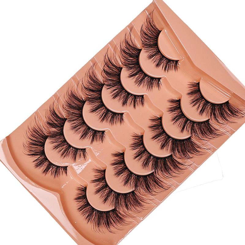 Cat Eye False Eyelashes for Summer Makeup, 7 Pairs Wispy Cluster Lashes, Natural Look Curl Eye Makeup Strip Lashes for Women & Girls Eye Extensions, Christmas Gift