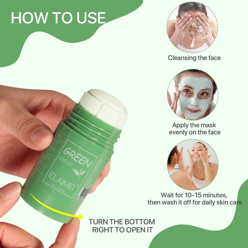 ELAIMEI Green Tea Clay Stick for Face – Blackhead Remover Mask with Green Tea Extract, Deep Pore Cleansing & Hydration, Improves Complexion for Men & Women, Skincare, Skin Repair