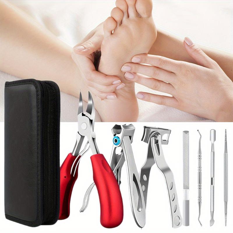 7pcs Toenail Clippers for Seniors Thick Toenails, Professional Pedicure Tools Kit, Toe Nail Clippers Adult Thick Nails Long Handle, Ingrown Toenail Tool Removal Kit for Seniors, Men, Pedicure