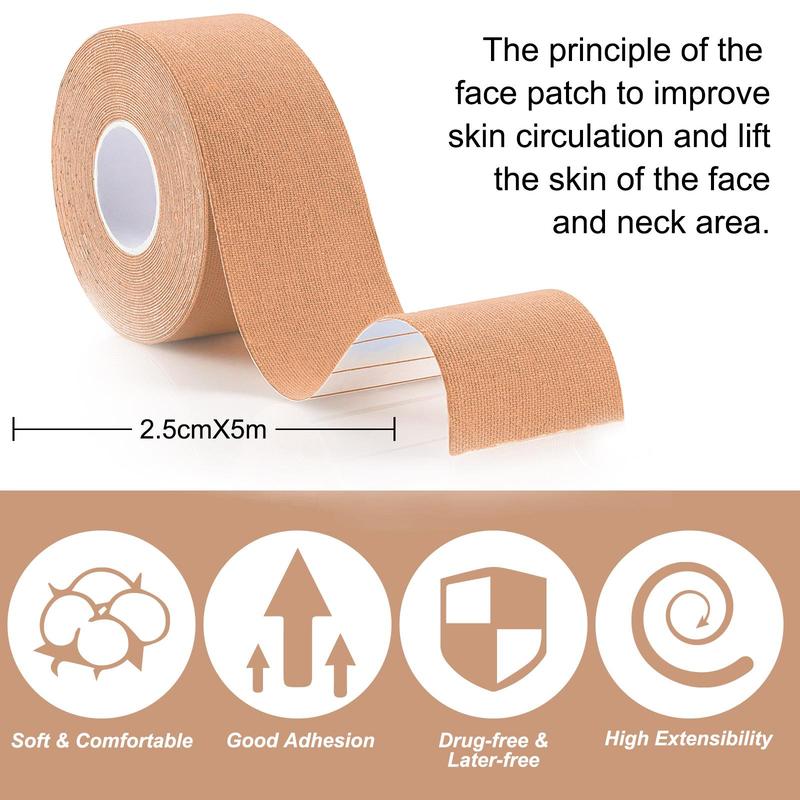 Facial Lift Tape, 1 Count Breathable Waterproof Facial Lifting Tape, Strong Adhesive High Elasticity Hypoallergenic Tape for Face & Neck