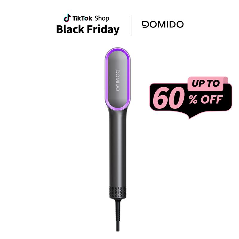 DOMIDO AURO-Hair Straightener Brush 2.0 Blow Dryer Brush 2 in 1 Fast Heat Up Straightening Brush Professional Hair Styling Tool