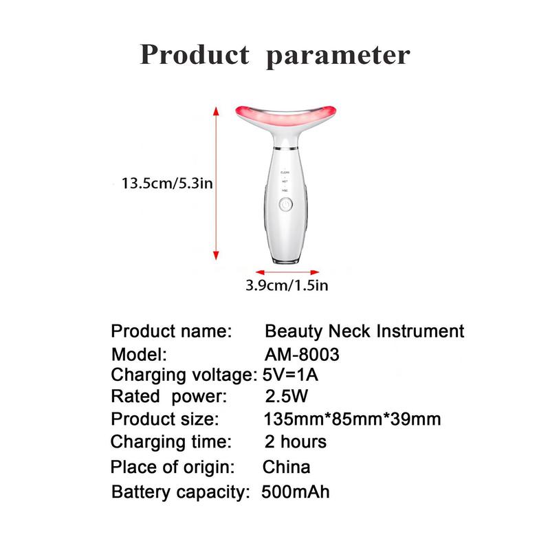 3 Color Beauty Neck Instrument, LED Facial Massager, Skin Care Face Massager, Face Sculpting Tool with Thermals, Vibration for Skin Care and Double Chin, Christmas & Winter & New Year Gift