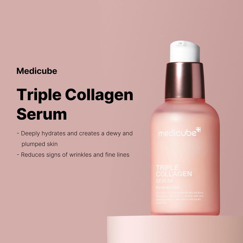 Medicube Triple Collagen Serum 1.85 fl.oz - Nourish dull skin with Triple Collagen Complex - A lightweight serum with Niacinamide and Hyaluronic Acid