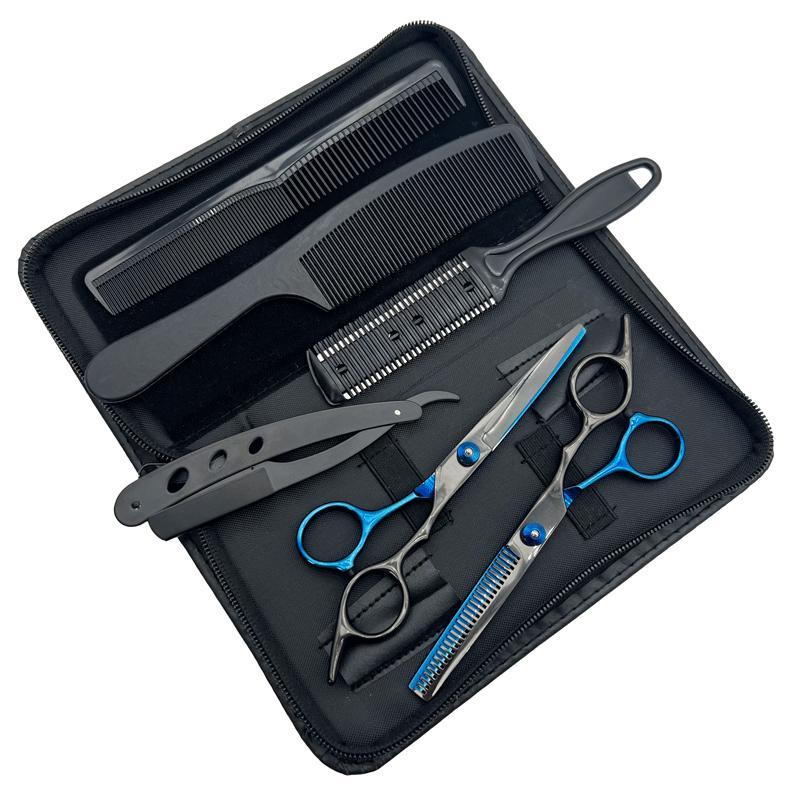 Hair Cutting Scissors Kit, 6 Counts set Professional Haircutting Tool Accessories, New Craftsmanship Shears & Tool Set for Salon & Home, Barber Equipment, Barber Scissors, Clippers for Men