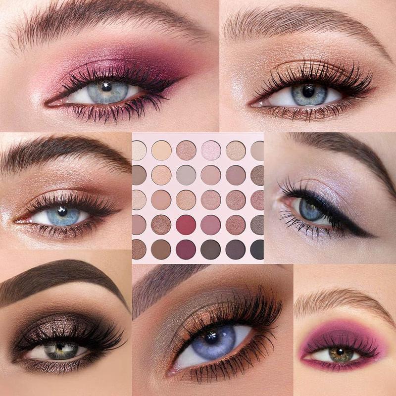 30 Colors Nude Champagne Gold Matte Shimmer Eyeshadow Palette with Brush for Eye Makeup, High Pigmented Pink Purple Brown Eye Shadow