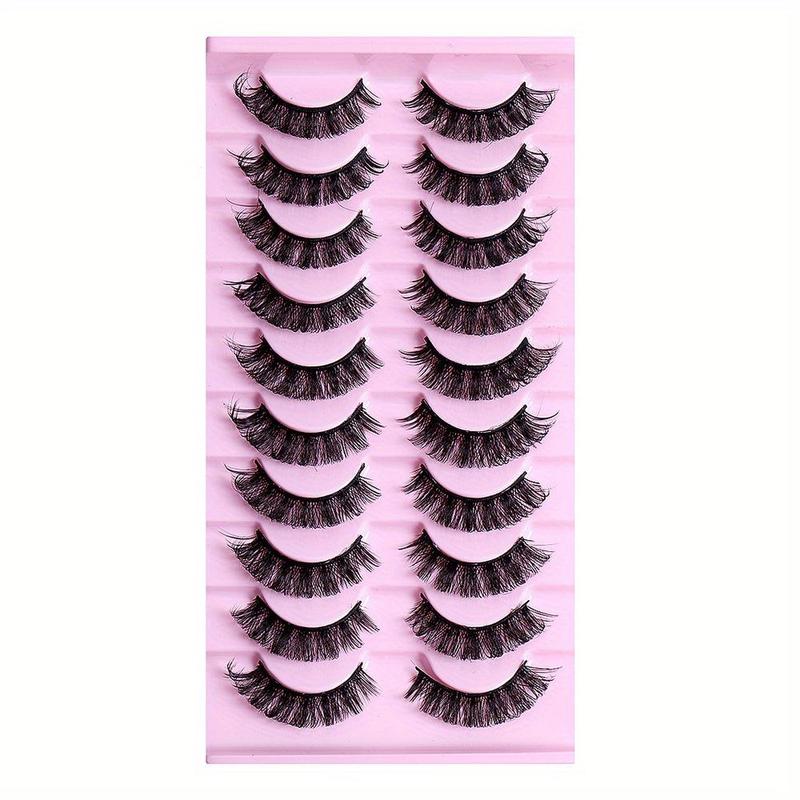 Cosmetic Supplies, Thick Curly Makeup Dramatic False Eyelashes, 10 Pairs Natural Curling Strip Lashes for Daily Use, Full Volume Eyelash for Eyelashes Extensions for Party Festival Stage Makeup Use, Fall Gift  for Panther Makeup, Christmas Gift