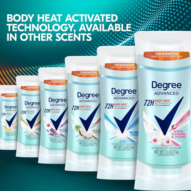 Degree Advanced Protection Antiperspirant Deodorant White Flowers & Lychee for 72-Hour Sweat & Odor Control for Women, with Body Heat Activated Technology