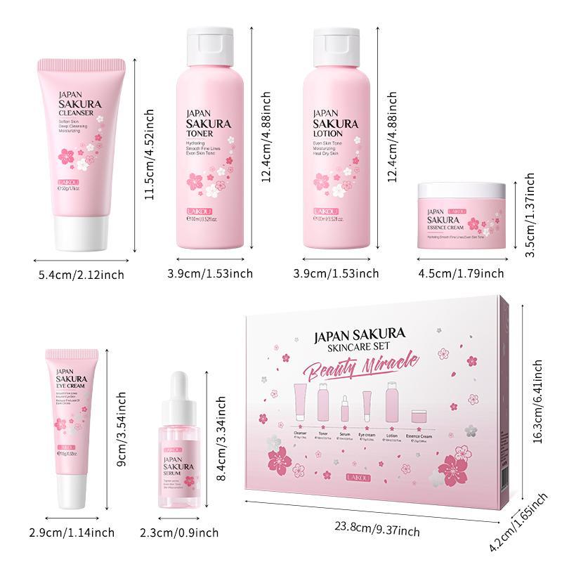 Cherry Blossoms Skin Care Set, 6 Counts set Facial Cleansing Hydrating and Nourishing Kit, Moisturizing Skincare, Skin Care Products, Good Molecules Skincare, Christmas Gift