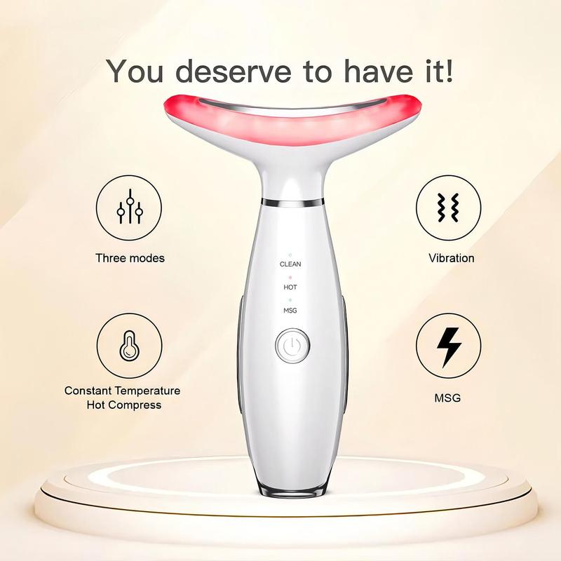 3 Color Beauty Neck Instrument, LED Facial Massager, Skin Care Face Massager, Face Sculpting Tool with Thermals, Vibration for Skin Care and Double Chin, Christmas & Winter & New Year Gift