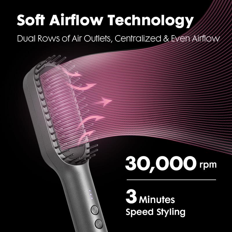 DOMIDO AURO-Hair Straightener Brush 2.0 Blow Dryer Brush 2 in 1 Fast Heat Up Straightening Brush Professional Hair Styling Tool