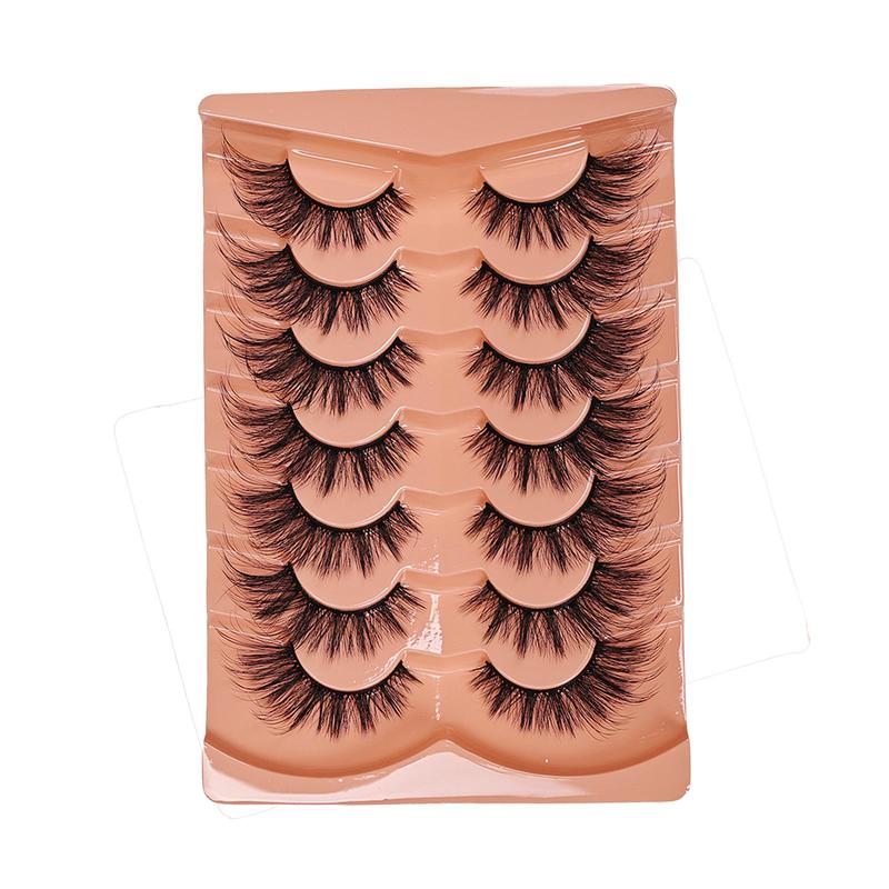 Cat Eye False Eyelashes for Summer Makeup, 7 Pairs Wispy Cluster Lashes, Natural Look Curl Eye Makeup Strip Lashes for Women & Girls Eye Extensions, Christmas Gift