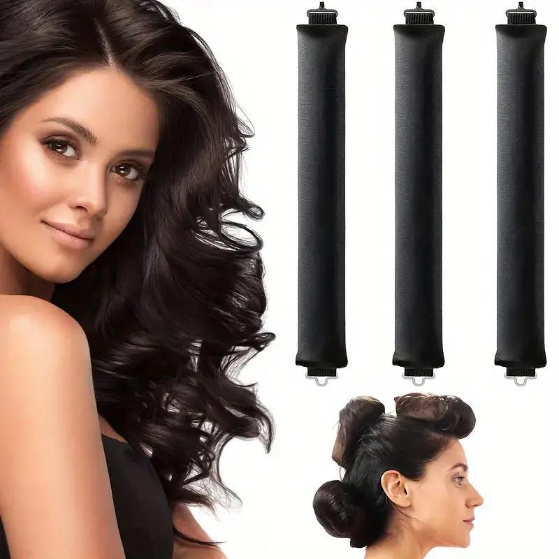 Flexible Hair Rollers, 3 Counts set No Heat Hair Curler for Home Travel, Professional Hair Styling Tool for Women & Girls