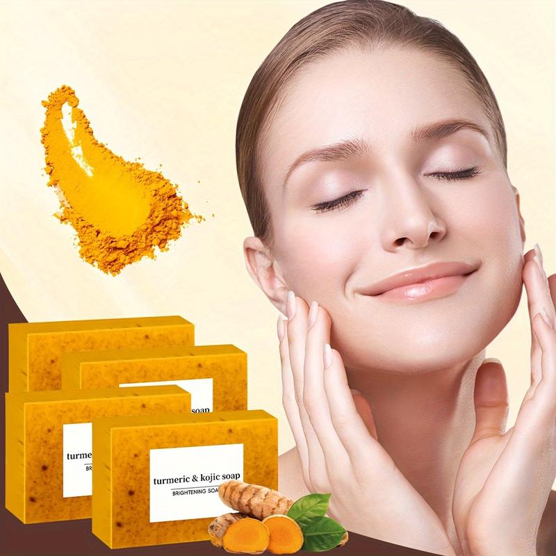 4PCS Turmeric Soap Bath Wash Essential Oil Handmade Soap Rich In Turmeric Essence Body Facial Moisturizing Cleansing