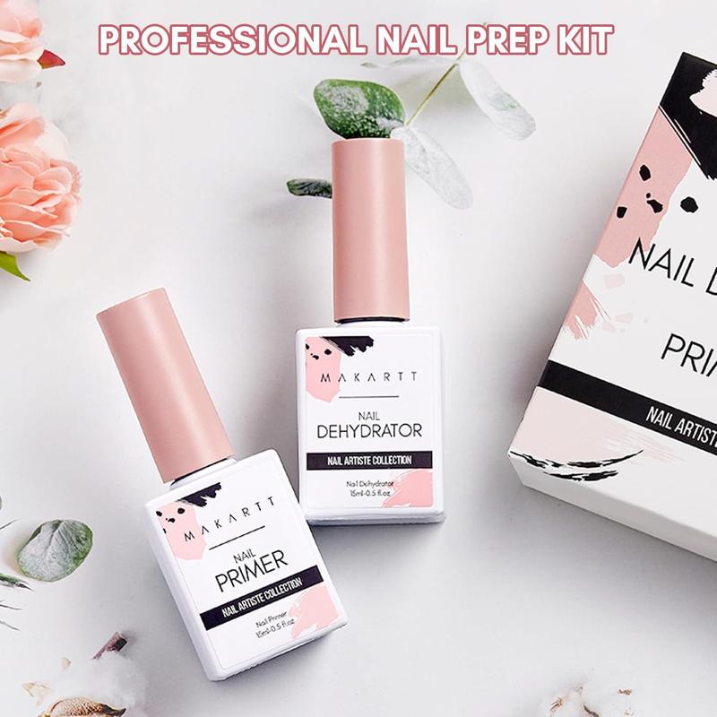 Makartt Nail Dehydrator and Primer Set - 15ML 0.5 oz - Acid-Free, Air Dry Nail Care Nail Art