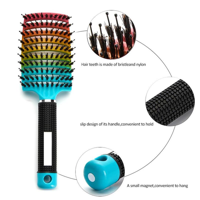 Professional Comb Curved Ventilation Brush for Men and Women, Heatless Paddle Smoothing Brush for Quick Blow Drying Of Wet Hair for Fluffy Styling, Hair Cleansing