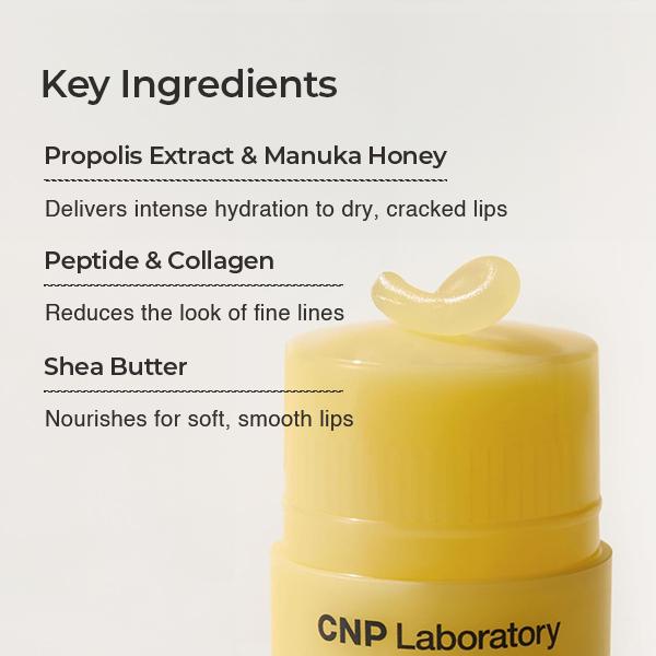 [CNP] Honey Lip Butter (0.5 fl.oz   15ml) - Propolis Lipcerin, Hydrating Overnight Manuka Lip Balm & Mask, 12hrs Long-lasting Moisture, Gentle Exfoliation, Hygienic Twist Dispenser, Korean Skin Care