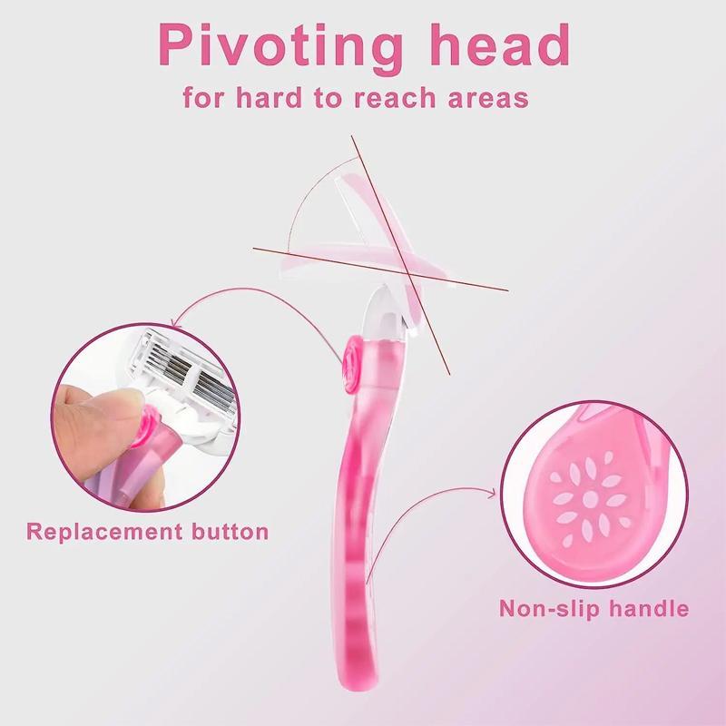 Portable Comfort 5-blades Cartridge Head Mini Razor with Storage Box, Body Hair Shaving Tool for Women, Body Hair Care Tools, Manual Women Razor