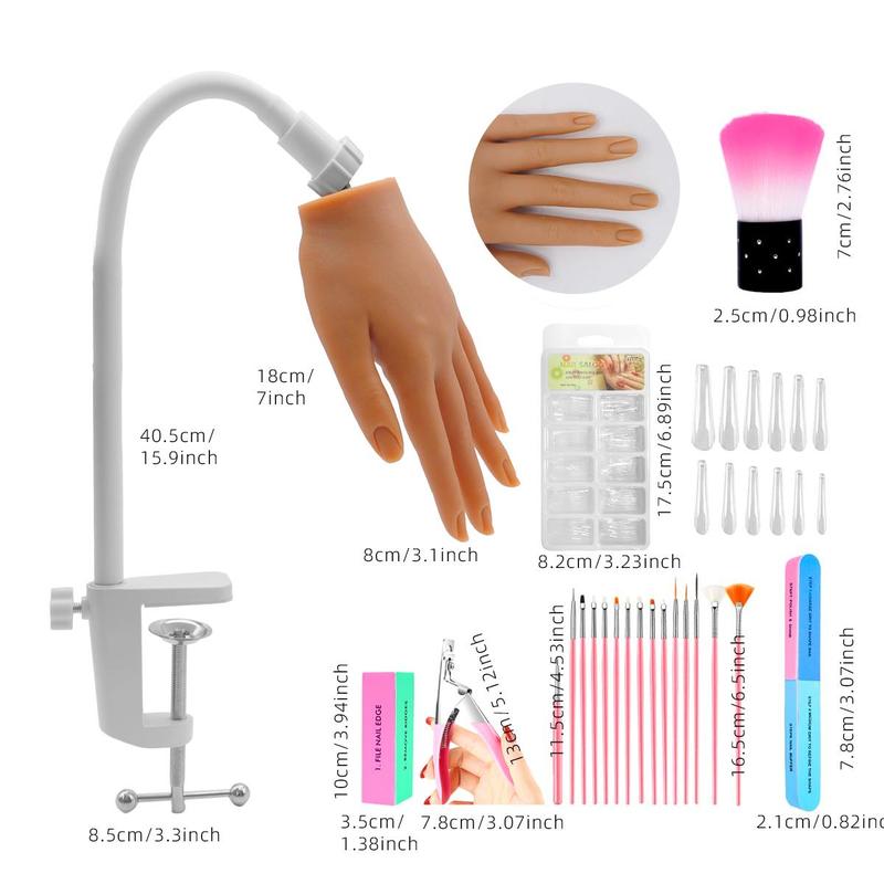 Professional Manicure Practice Hand Kit for Christmas Gift, 1 Set Fake Hand Model with Tools, Manicure Practice Tool for Home & Salon Use