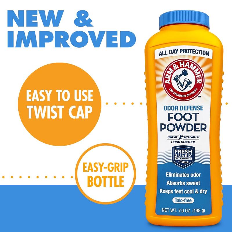 Arm & Hammer Foot Powder for Shoes & Feet, Talc-Free Odor & Moisture Control for Men & Women, 7 oz (1 Pack)