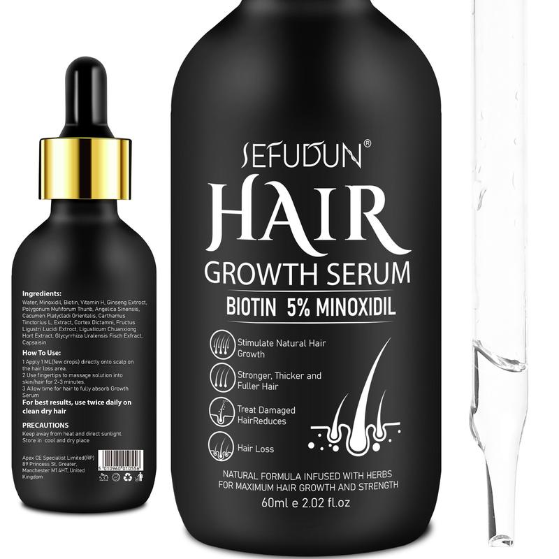 Sefudun 5% Minoxidil for Men and Women kit -Topical Serum for Scalp Hair Care or Longer Hair Care