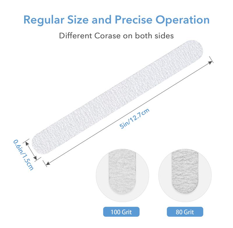 GazePlus 50 Counts Nail Files, 5” Mini File 80 100 Grit - Washable & Reusable for Acrylic, Gel, Dip Power, and Poly Gel Nails Manicure Nail Care