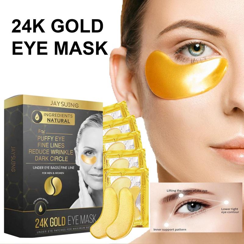 24K Gold Moisturizing Eye Patches, 5 Counts Firming Gel Eye Masks, Eye Care Products For Women & Men